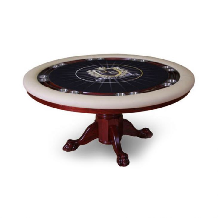 Poker Table: Round Poker Table with Pedestal Base and Inset Drink Holders main image